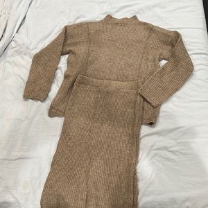 two piece knit skirt sweater set